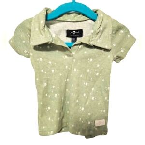 7 For All Mankind Sage Green Baby Girl Short Sleeve Top Size 18M Top Only